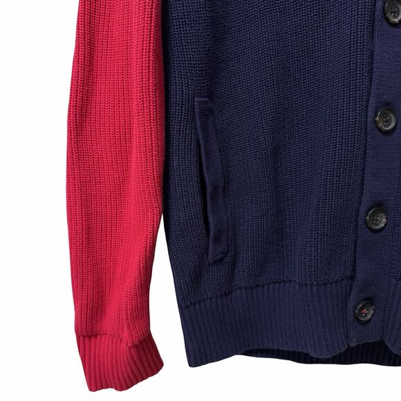 Brooks Brothers Mens Colorblock Shawl Button Front Cardigan Size M Navy Classic - Picture 6 of 8